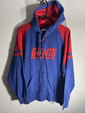 New York Giants Hoodie Large Blue Full Zip Fleece Sweatshirt NFL Team Apparel